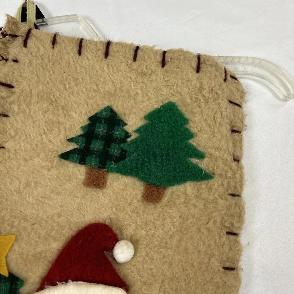 Christmas 23” Stocking Santa Holding A Bear 3D Handmade Holidays Mantel Bee Hive
